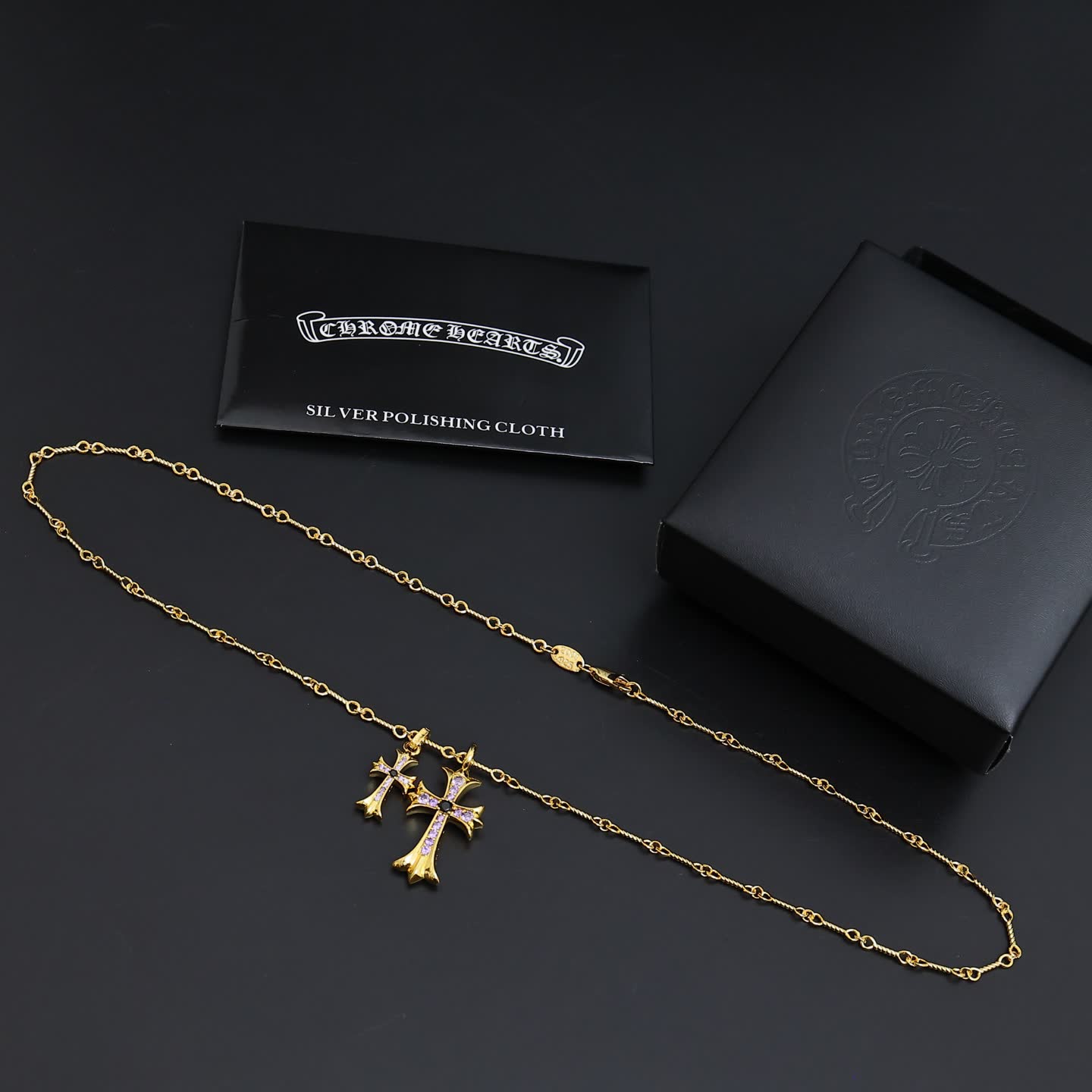 Chrome Hearts Silver and Gold Cross Pendant Necklace